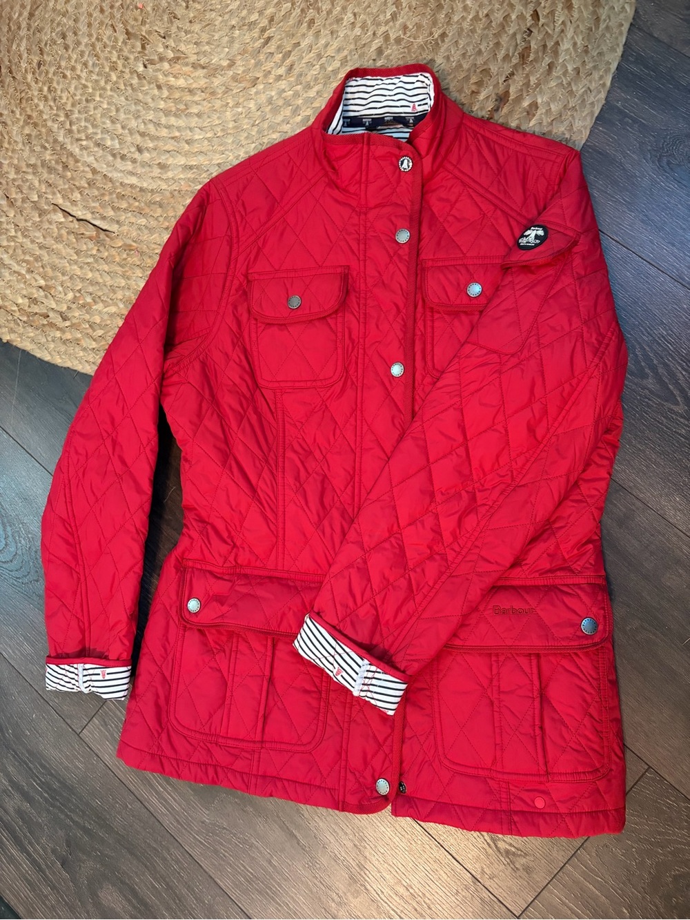 Barbour Bright Red Quilted Field Jacket - Picture 2 of 9